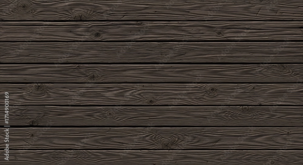 Naklejka premium Dark Brown Wood Planks Texture - Horizontal Grain, Rustic, Detailed Surface.