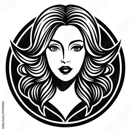 Elegant feminine face logo design for a beauty salon spa or cosmetic brand