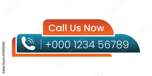 Contact us button. Call us now sign. Phone icon and contact number. Call to Action Button