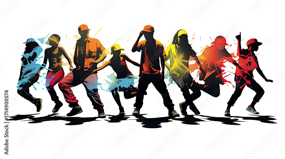Fototapeta premium Children dancing street dance kids performing hip hop choreography isolated on white background