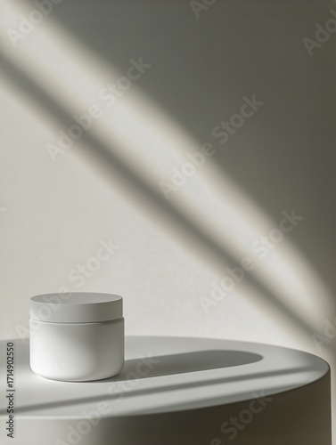 Light and Shadow Play in an Empty Interior Space With Gray Walls During After...