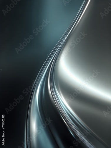 Sleek Metallic Surface Reflecting Light With Smooth Curves in a Modern Backgr...