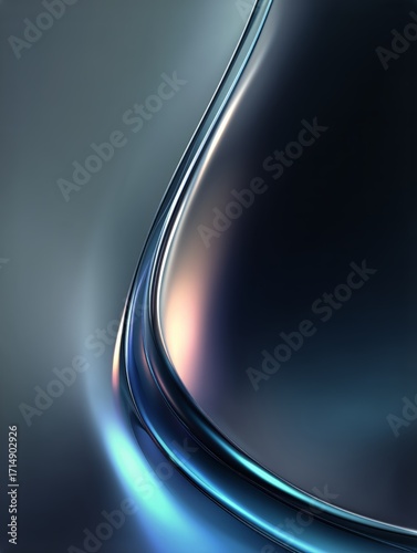 Sleek Metallic Surface Reflecting Light With Smooth Curves in a Modern Backgr...
