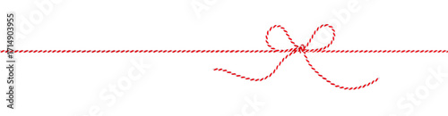 Photos Red and White String Rope with Bow Isolated on White and Png Transparent Backgro