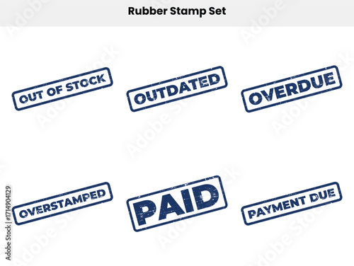 Grunge Stamp Set with Out of Stock, Overdue, Overstamped, Paid, and Payment Due