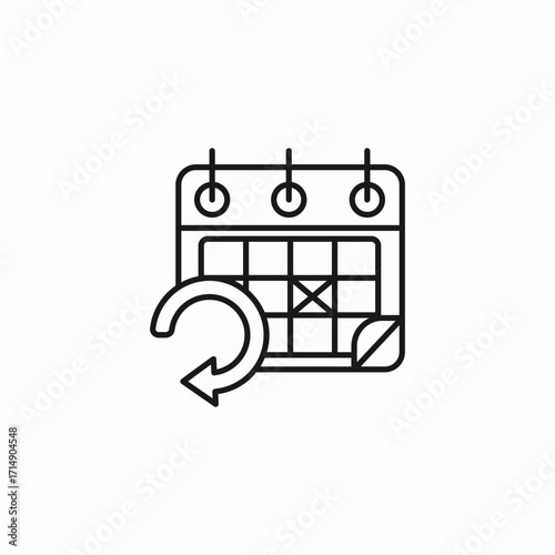 calendar with refresh icon sign vector