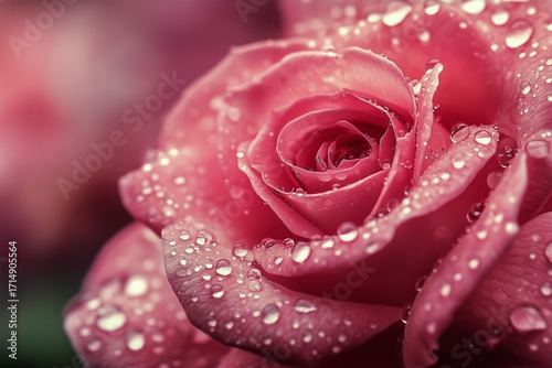 Beautiful Pink Rose With Water Droplets in a Garden During a Sunny Day.