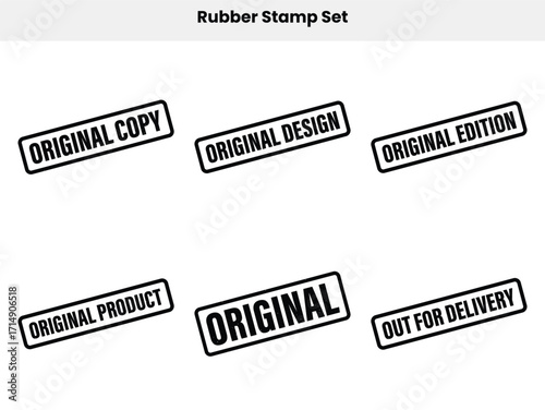 Rubber Stamp Set Featuring Original Copy, Design, Edition and Out for Delivery