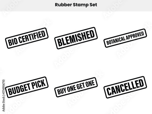 Rubber Stamp Set with Bio Certified, Blemished, Botanical Approved & More Stamps