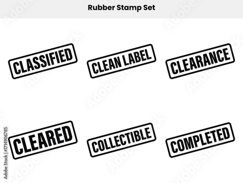 Rubber Stamp Set with Classified, Clean Label, Clearance, Cleared Words
