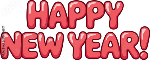 Glossy cartoon happy new year bubble text