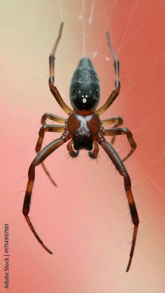 Obraz premium Spider on web, close-up view