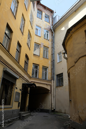 courtyard and facades of buildings in the center of St. Petersburg