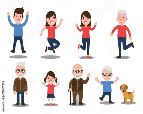 Family Characters and People Icon Set