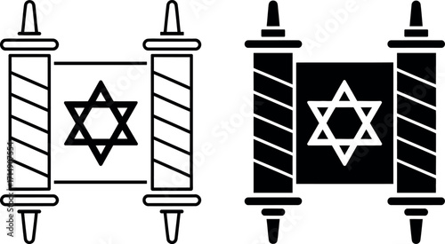 Jewish Torah scroll symbol with the Star of David icon vector