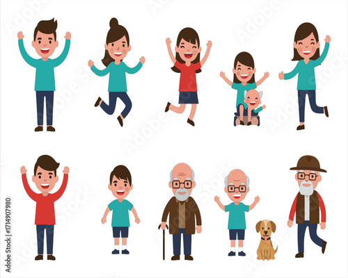 Family Characters and People Icon Set