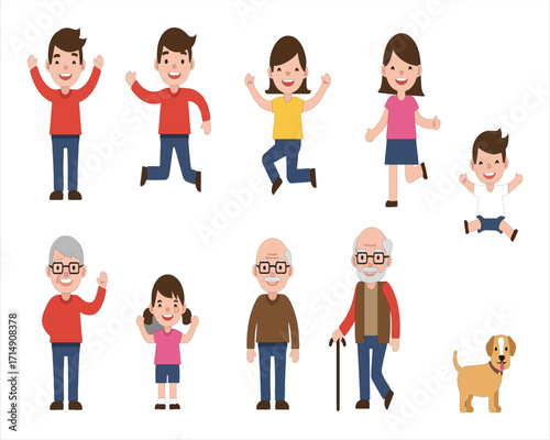 Family Characters and People Icon Set