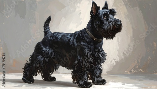 Black Scottish Terrier in Artistic Style Portrait