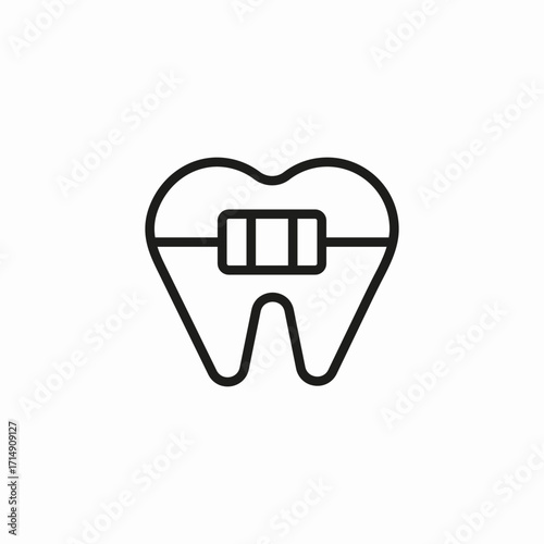 tooth with braces icon sign vector