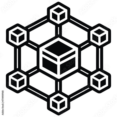 blockchain network vector icon on white background