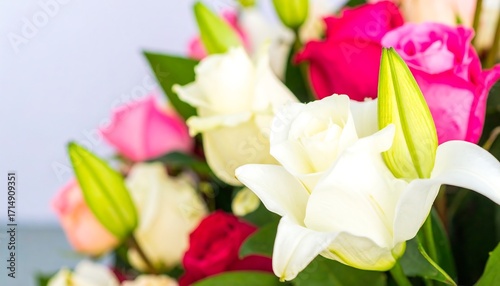 Wallpaper Mural Bouquet of colorful roses and lilies Torontodigital.ca