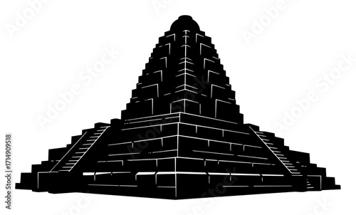 Ancient Temple Ruins Silhouette Vector