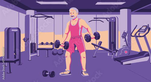 Active Senior Fitness A Vibrant Exercise Illustration