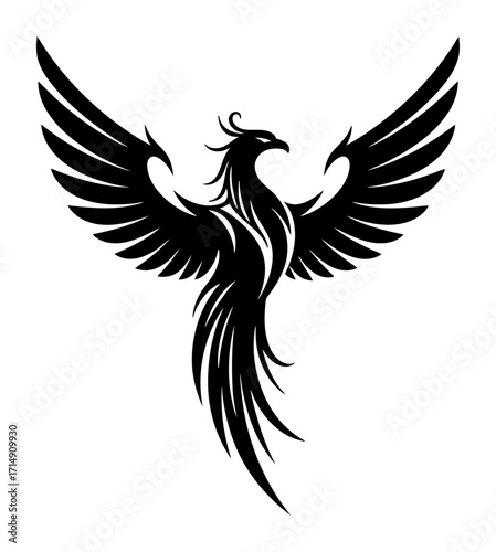 Phoenix Silhouette - Minimalist Vector Design