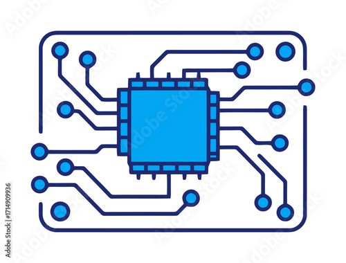 Blue Circuit Board Background, Vector Design