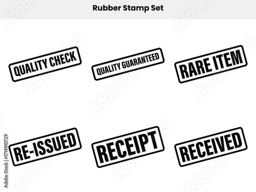 Canvas-taulu Set of Six Black Grunge Rubber Stamps with White Background and Rounded Edges