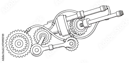 Gear & Hydraulic System Vector Illustration
