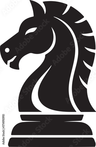 Black and white illustration of a chess game with strategic pieces