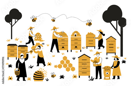 Honey Harvest Festival Illustration - Minimalist Vector