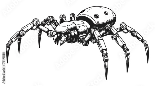 Mechanical Spider Robot Vector Design