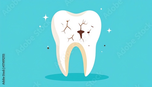 Damaged Tooth Illustration for Dental Health Awareness