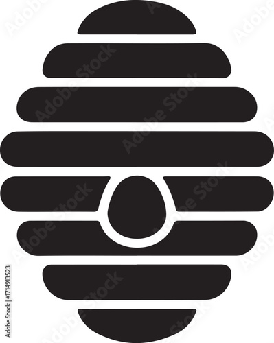 Simple silhouette icon of a stacked beehive for honey production and beekeeping
