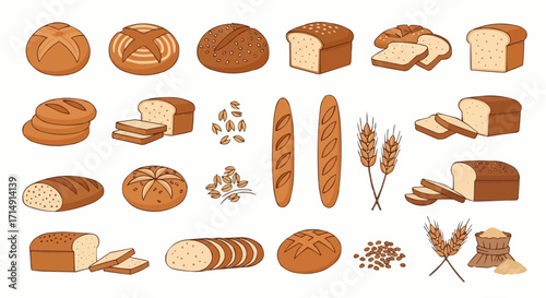 Healthy eating explore a variety of bread types loafs and baked goods in this vector illustration for baking enthusiasts vector