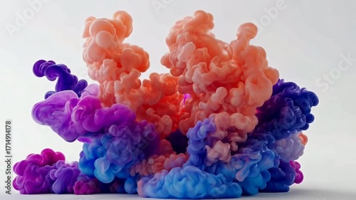 Colorful smoke isolated on a white background, showing an abstract beauty