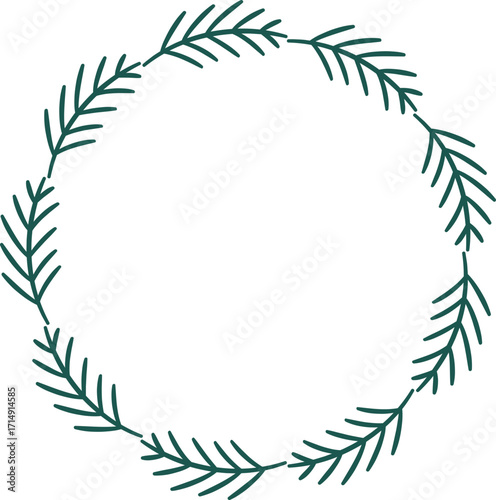 Illustration of Pine Needles Wreath Graphic.
Transparent background.