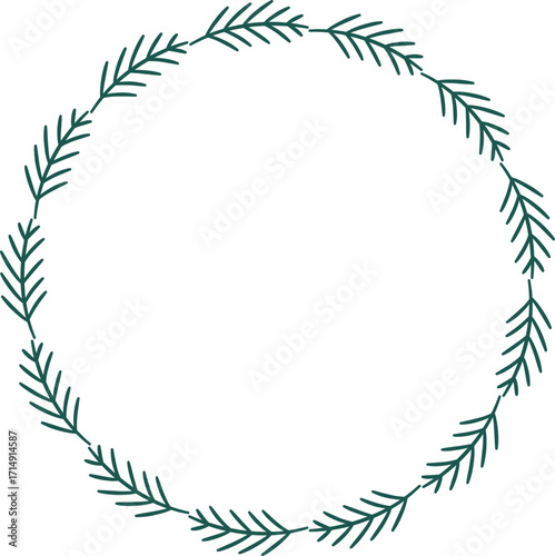 Illustration of Pine Needles Wreath Graphic.
Transparent background.