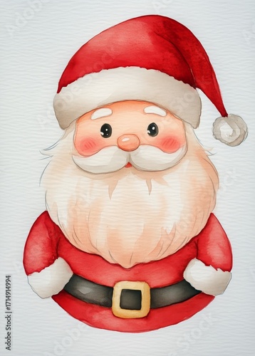Joyful Santa Claus Smiling With Rosy Cheeks and a Fluffy Beard in Festive Attire
