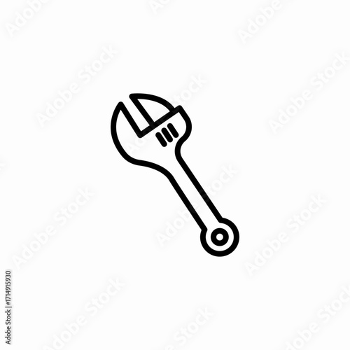adjustable wrench tool icon sign vector