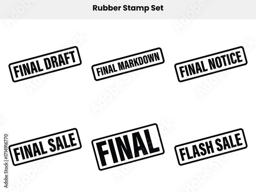 Six Rectangular Rubber Stamps on Transparent Background Featuring Final Theme
