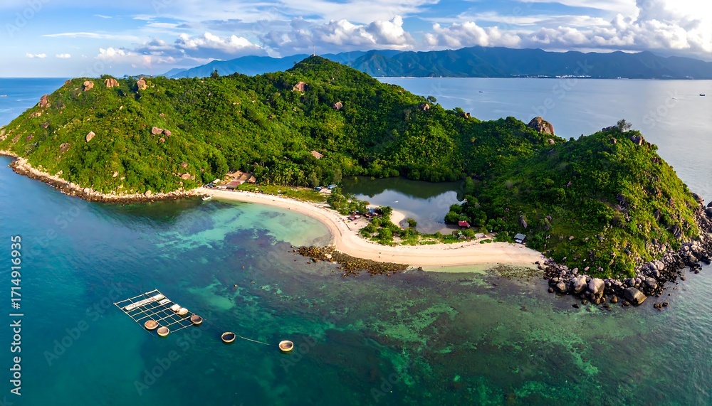 Obraz premium Lush island with turquoise waters