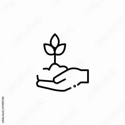 seedling in hand icon sign vector