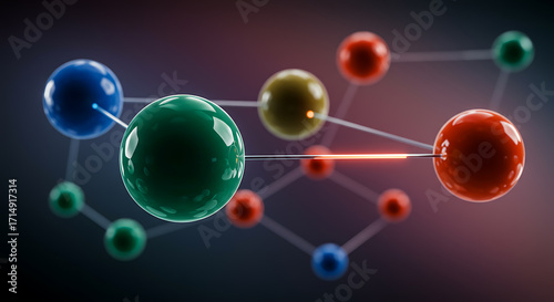Abstract network of colorful spheres connected by lines, representing data connections and communication