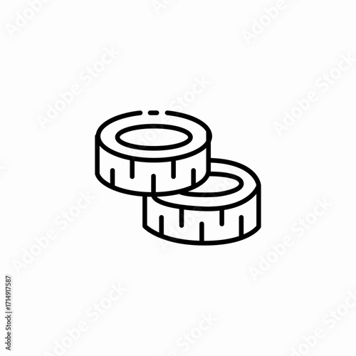 stacked tape measures icon sign vector