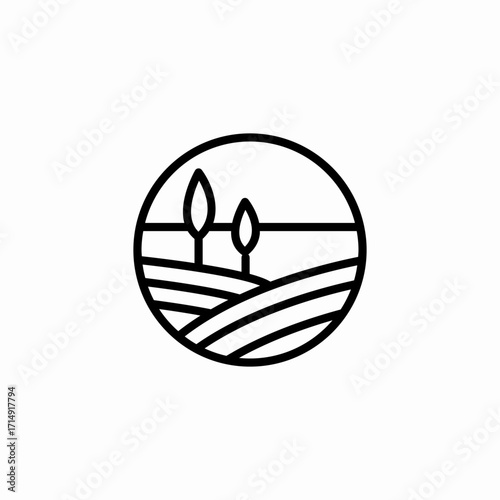 two rural trees icon sign vector