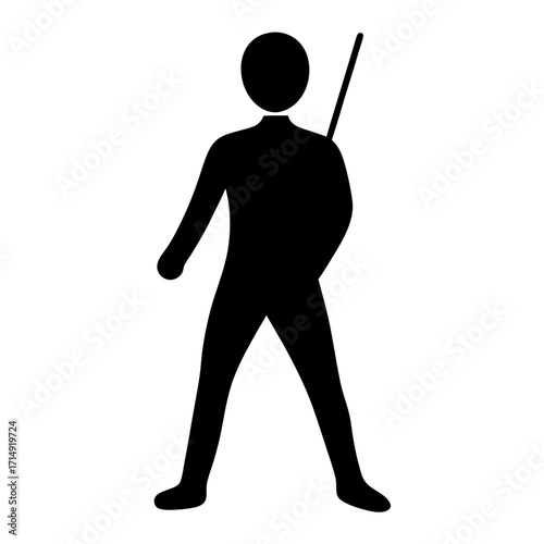 Silhouette of Person Holding Baseball Bat-Black silhouette of a person standing with a baseball bat on shoulder, symbolizing sport, athlete, game, competition, and recreational activity.