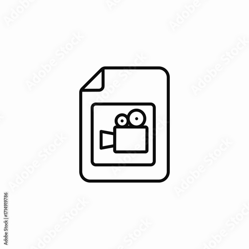 document with a movie camera icon sign vector